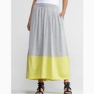 Eileen Fisher Colorblock Silk Pleated Maxi Skirt XS